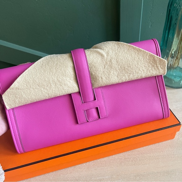 ❌SOLD❌Mint HERMES Jige cluth elan 29 swift magnolia C stamp - Picture 2 of 13